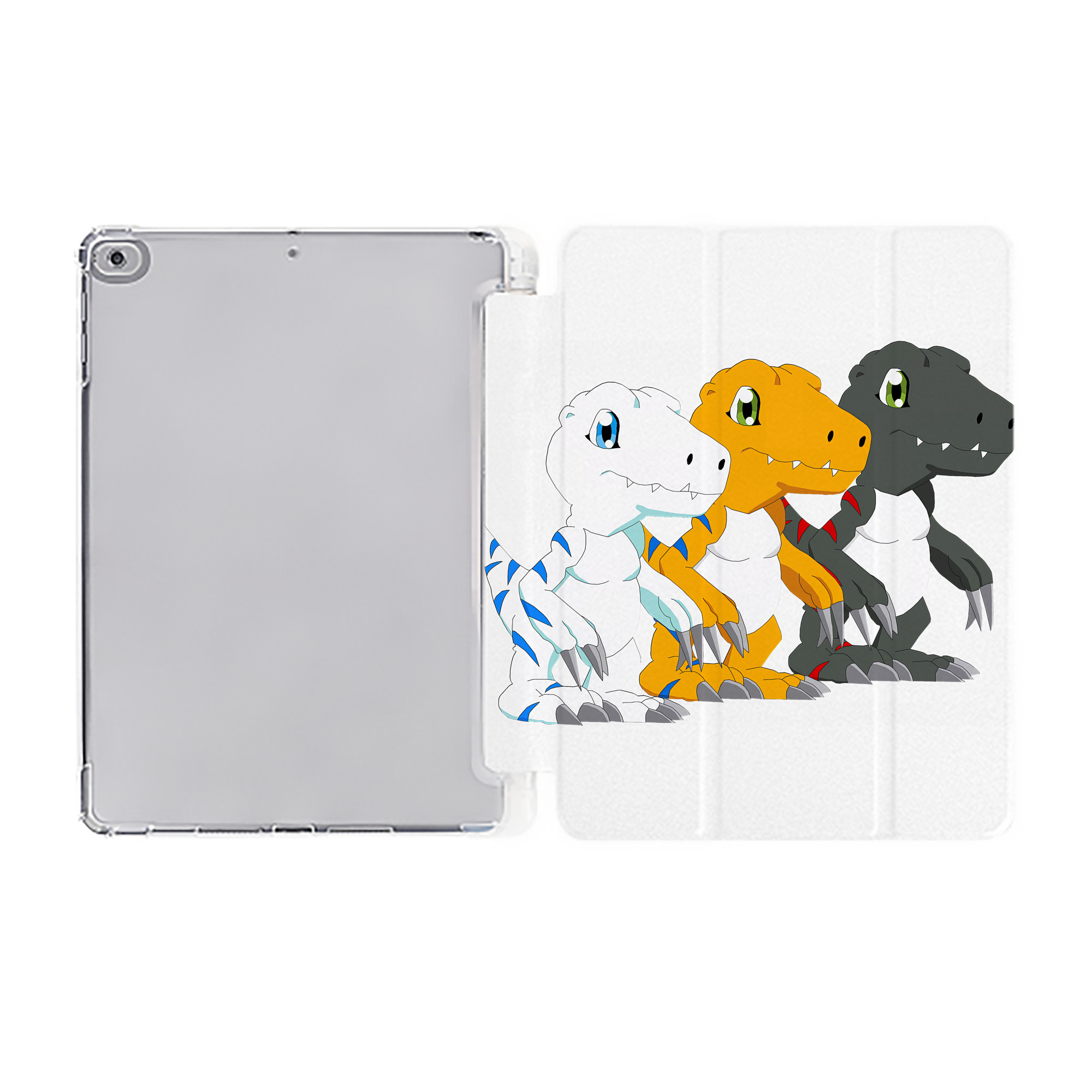 （画像用） Digimon デジタルモンスター/デジモン IPad ケース ペン収納付き 三つ折りスタンド PUレザー×シリコン 対応機種9.5/10.5/10.9インチ